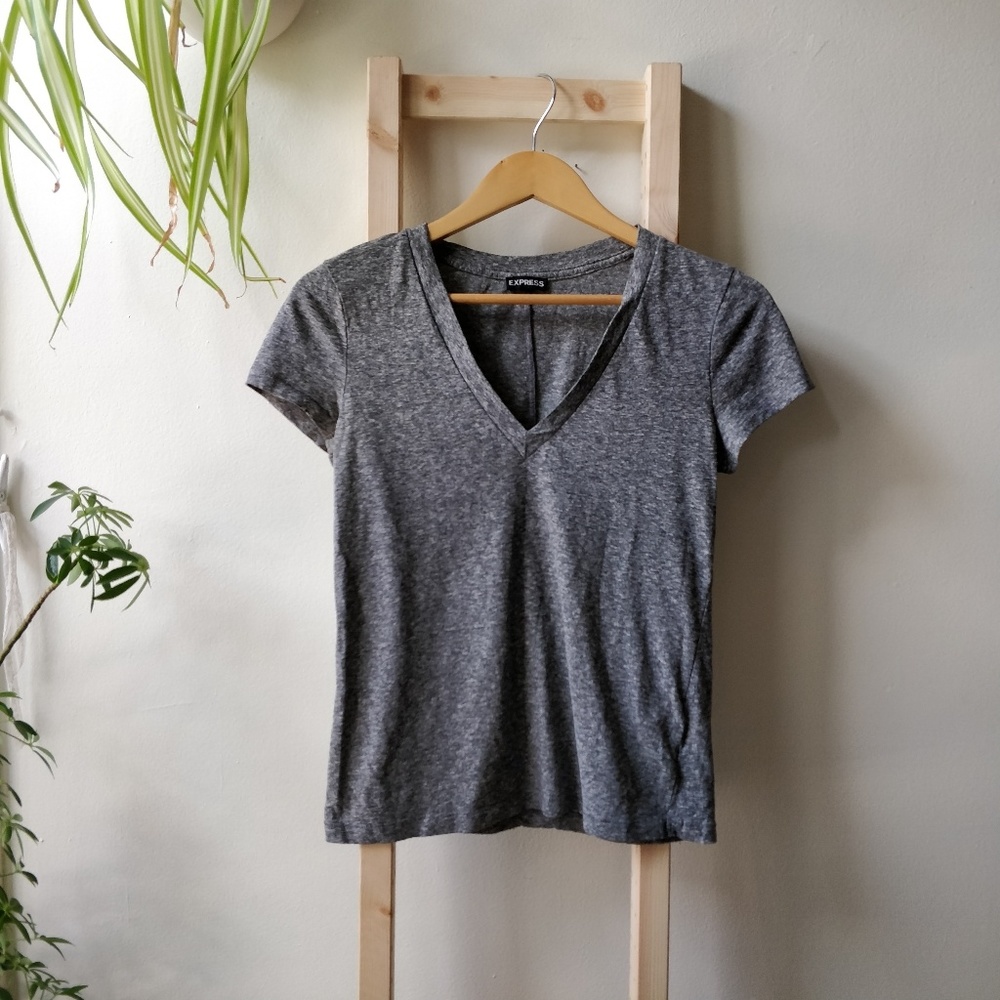 3 for $15 - Express V-Neck Heather Gray T-Shirt S